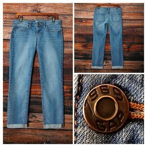 GAP Jeans 28 6 Boyfriend Fit Low Rise Cuffed Crop Blue Denim Stretch 2014